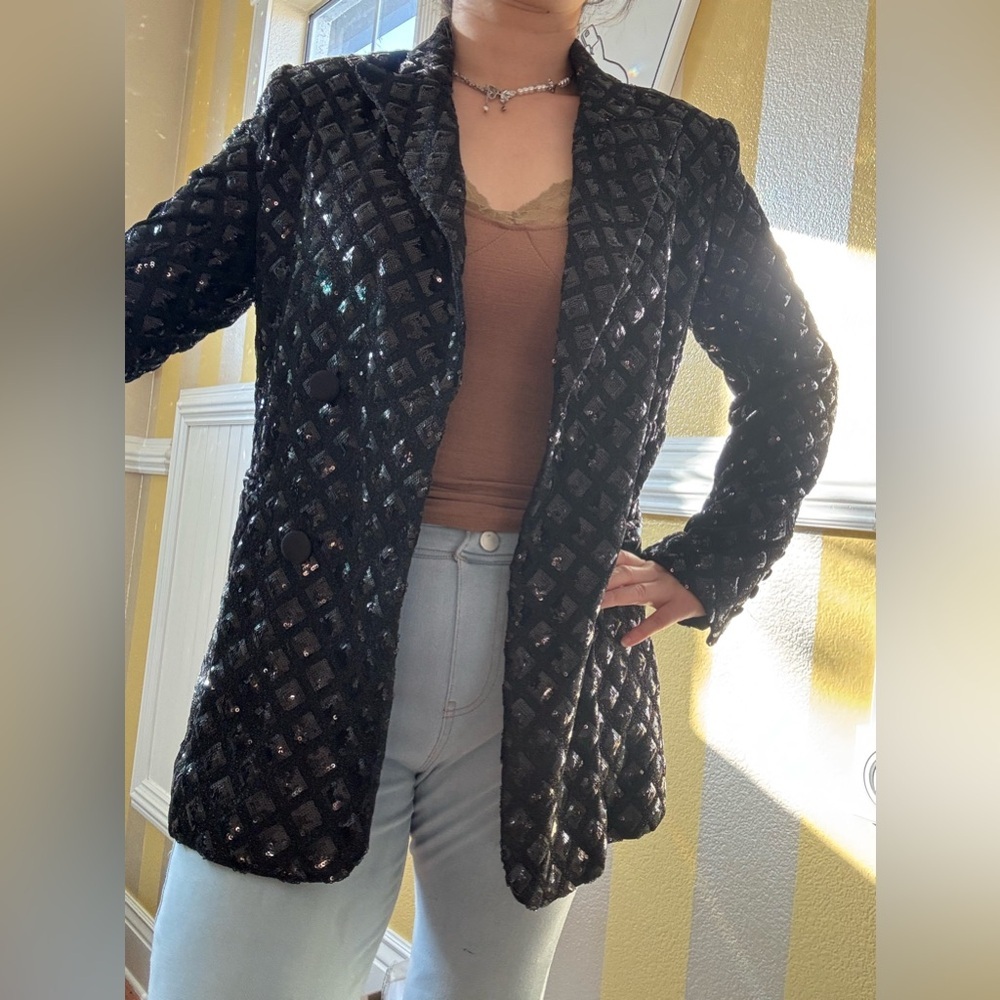 New Chic Black Sequins Women's Blazer
